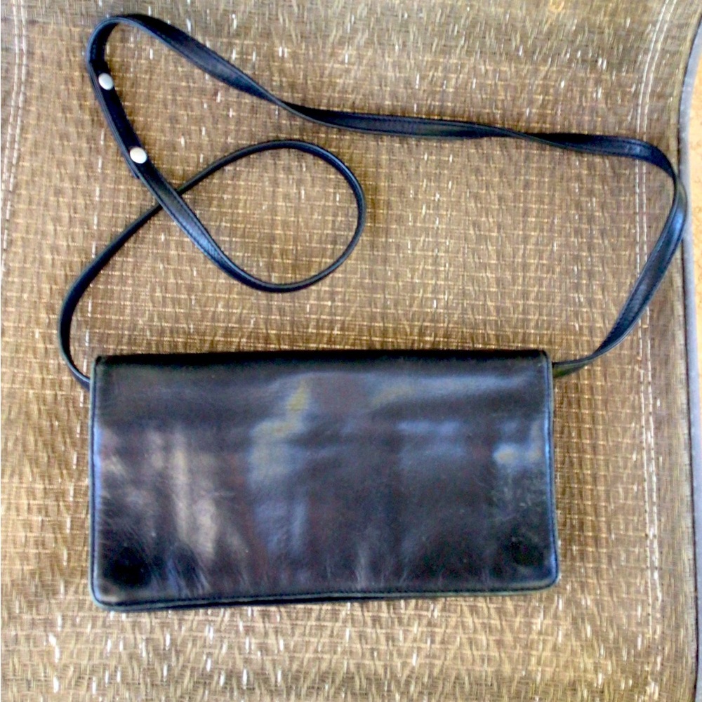 Hobo Black Leather Convertible Clutch Crossbody Bag